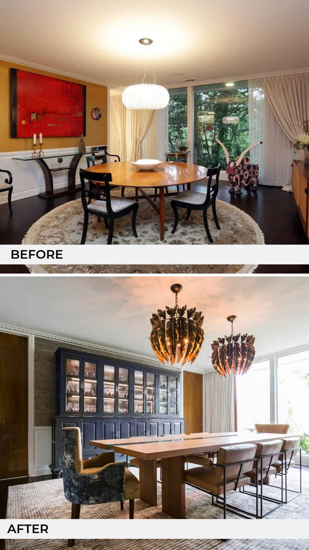 A 1950s home, the dining room restored - Before and After