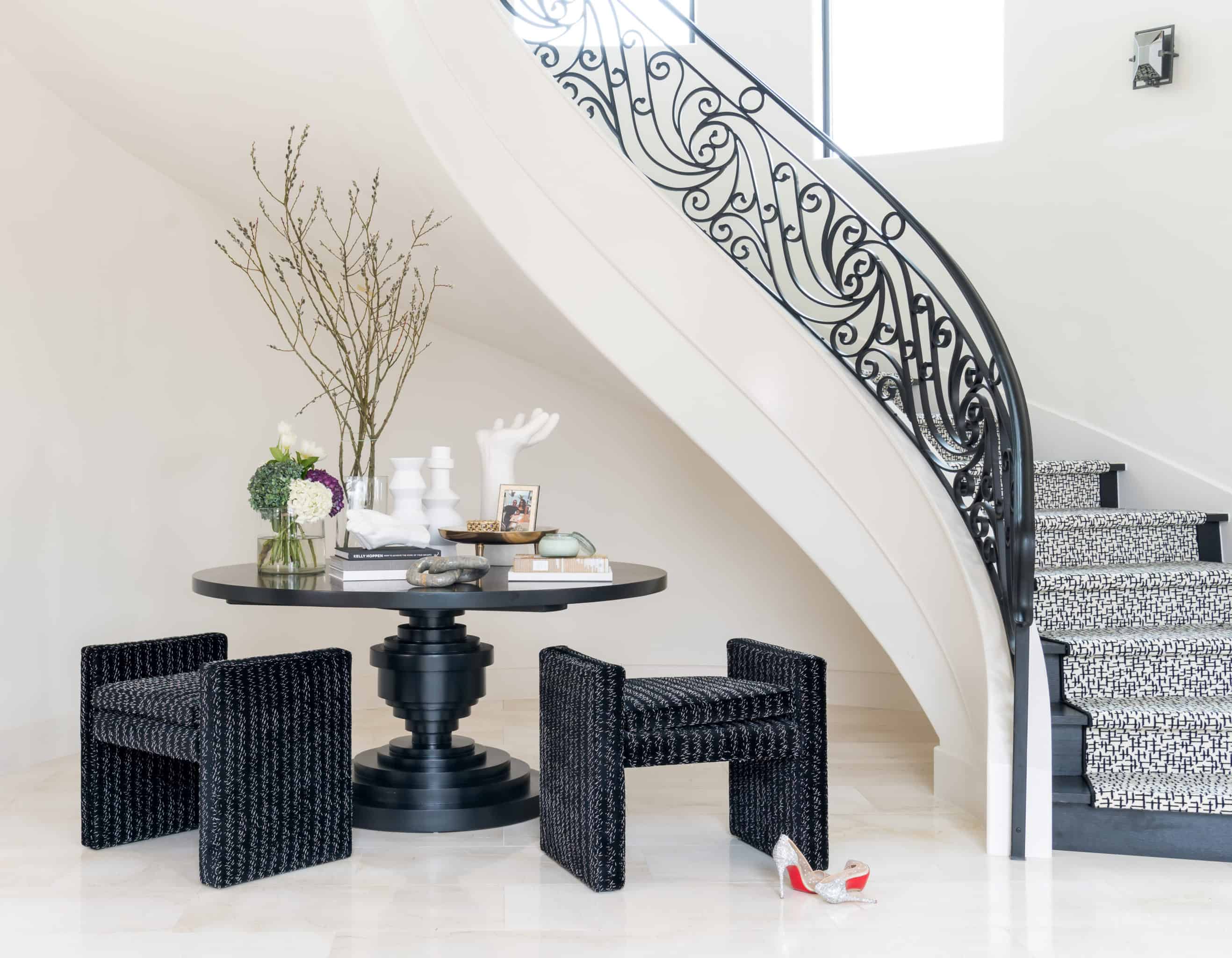 Luxury custom home interior design Houston - staircase and foyer