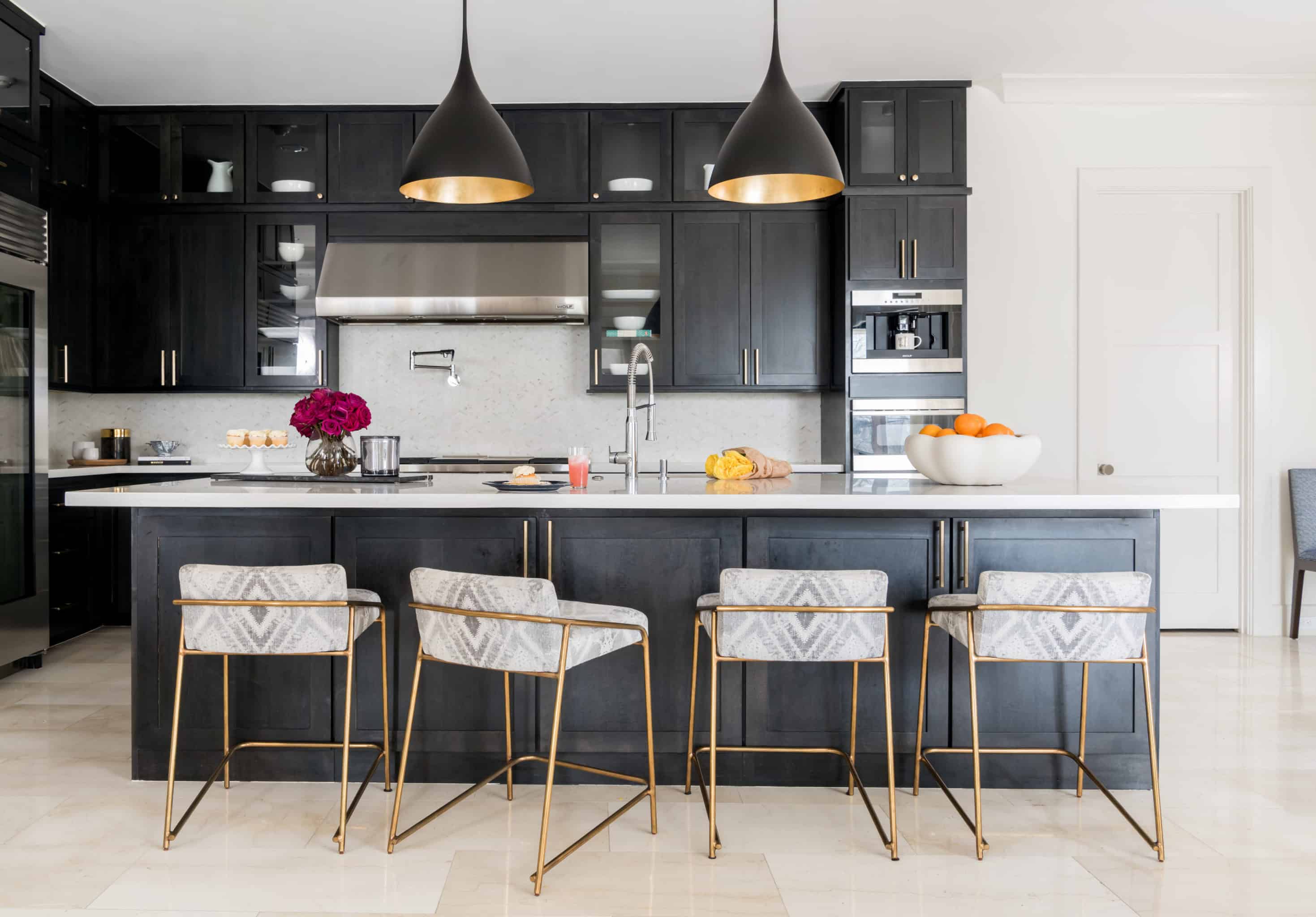 Century Furniture design idea using their Troy Metal Counter Stools in this fabulous kitchen