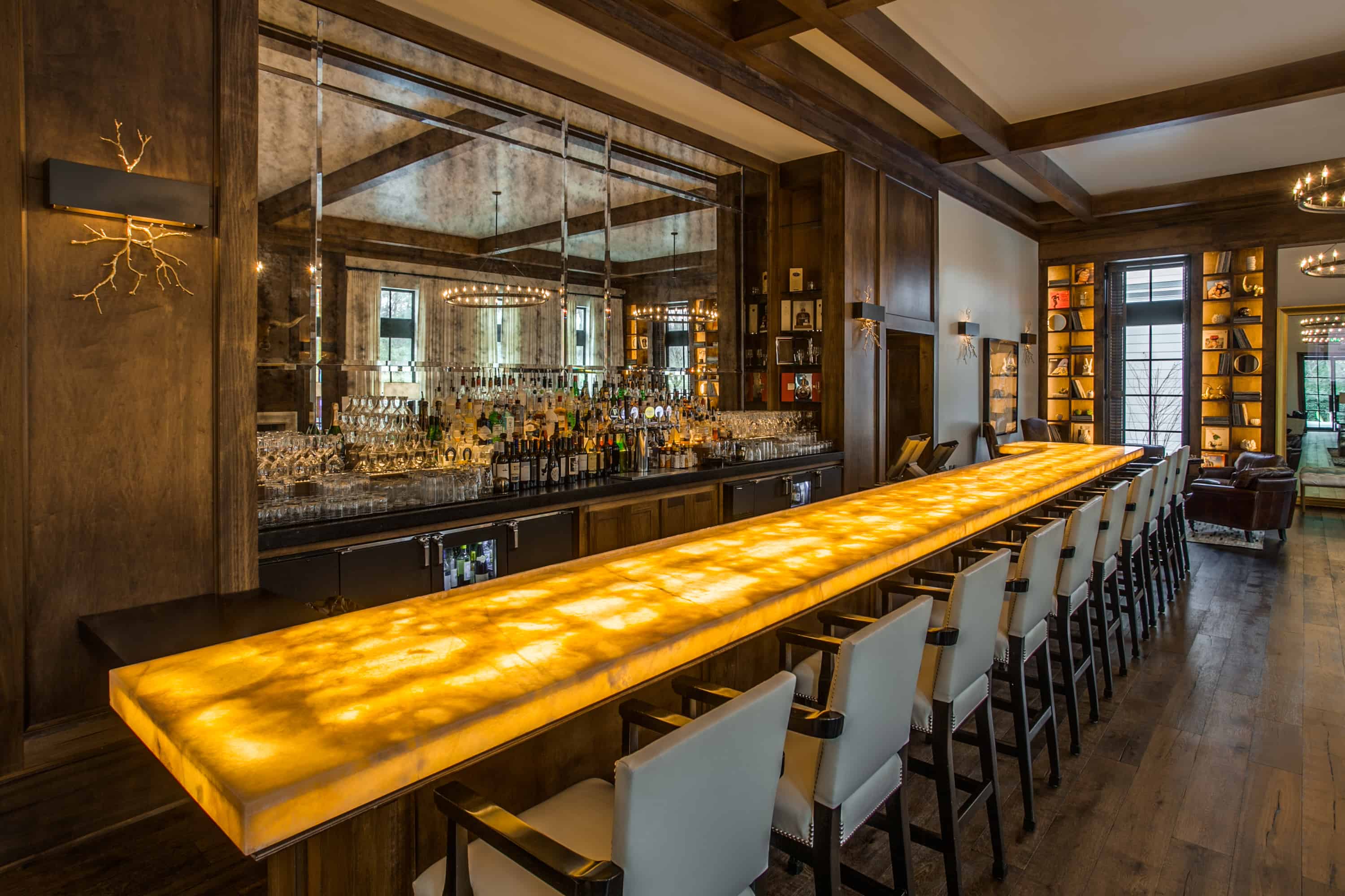 Beautiful backlit bar at The Grove Restaurant