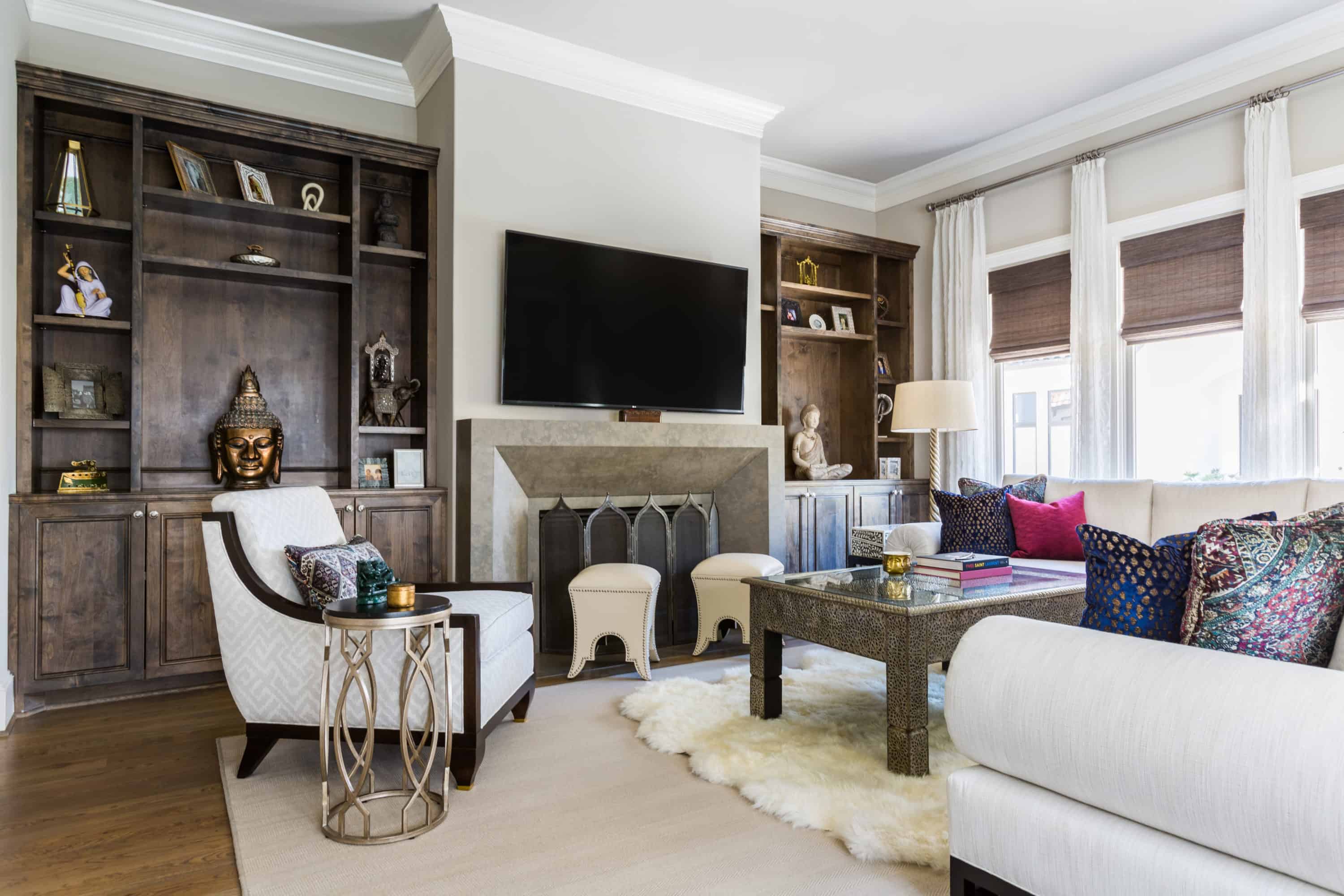 Kelly Chair from Century Furniture creates a cozy seating arrangement in this luxe living room