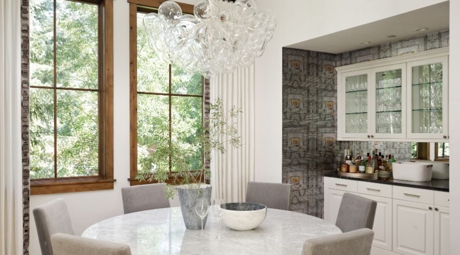 Complete with a dry bar in the dining room, this Aspen home great for entertaining.