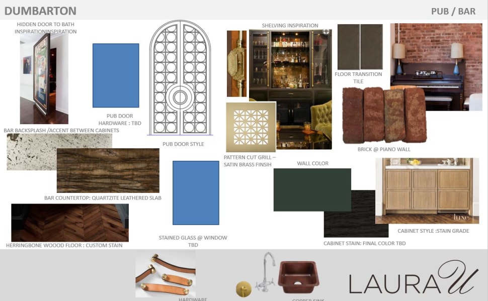 Concept board for pub design by Laura U Design Collective for Dumbarton Project