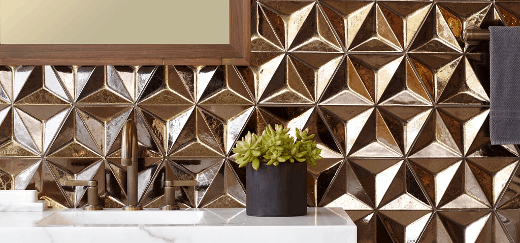 Daniel Ogassian copper geometric tile by Ann Sacks - Laura U Interior Design