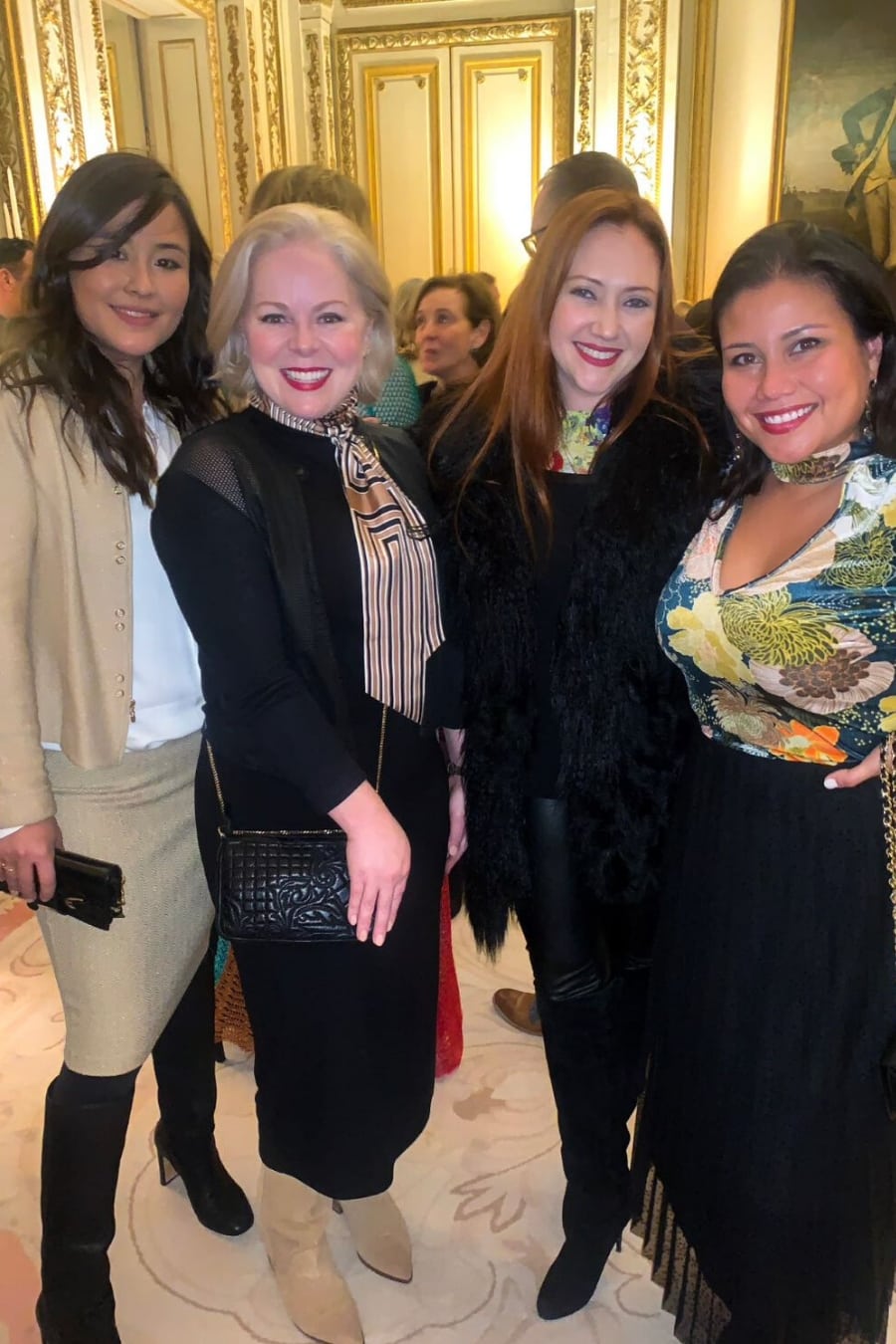 Janice Barta, Laura Umansky, Meredith Xavier, and Melissa Grove in Paris at the Perennials party