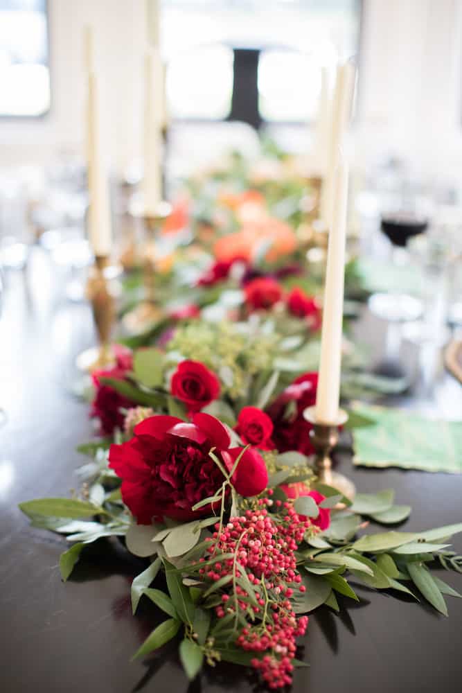 Joybox flower arrangement on Thanksgiving table designed by Laura U