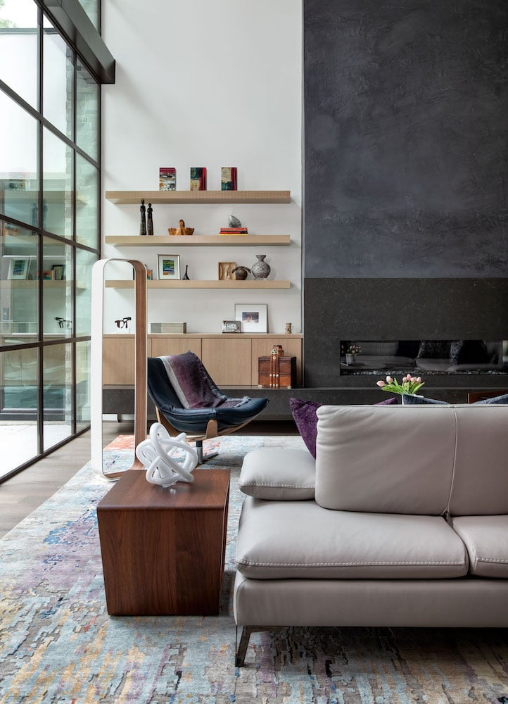 Mid-century inspired living room in Memorial home with Herman Miller furnishings designed