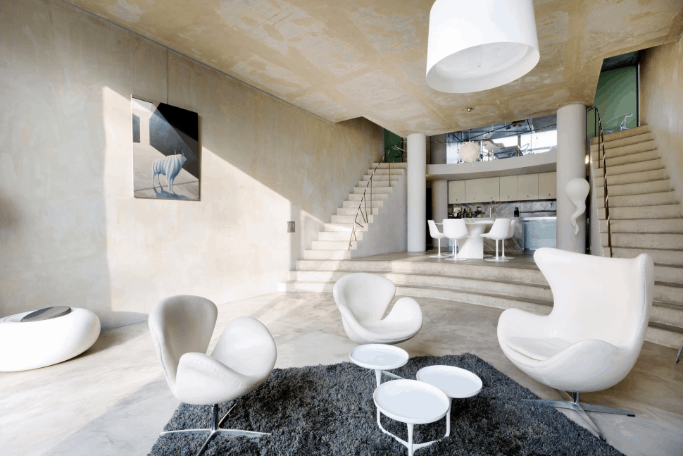 Modern, minimalist living room interior design by Philippe Starck
