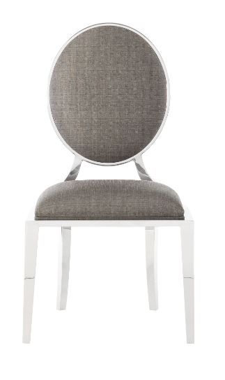 Polished metal side chair with round back chair for round dining table 
