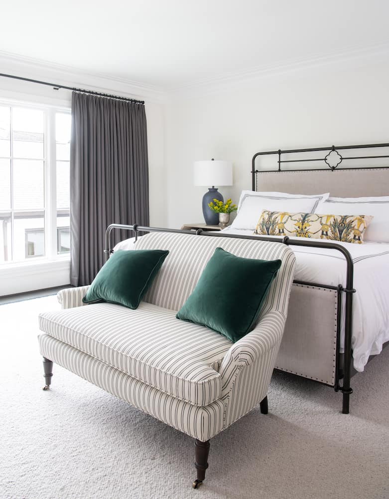 Sophisticated master bedroom by Laura U - Houston home renovation design