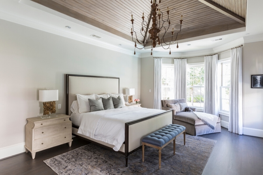 The French Country Modern update of the bedroom at Creekside, a Laura U project