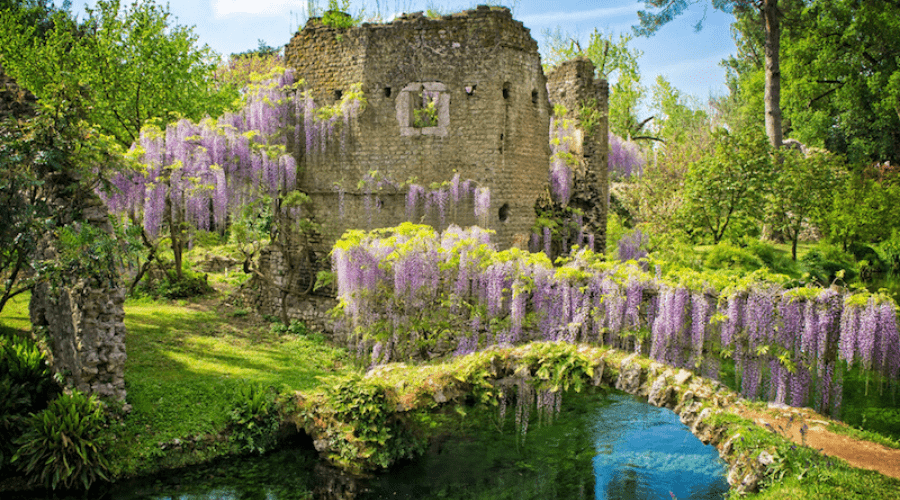 The Garden of Ninfa in full bloom, located in Ninfa, Italy