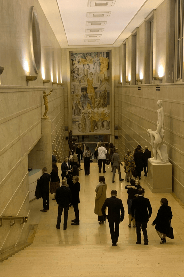 The Théâtre National de Chaillot, view from the entrance down the stairs
