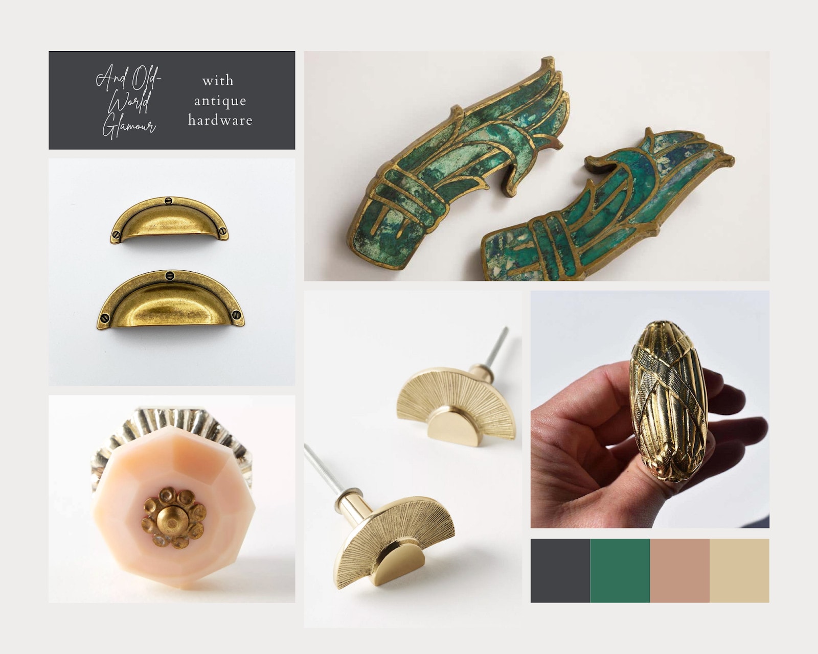 Vintage and antique-inspired knobs and drawer pulls for laundries