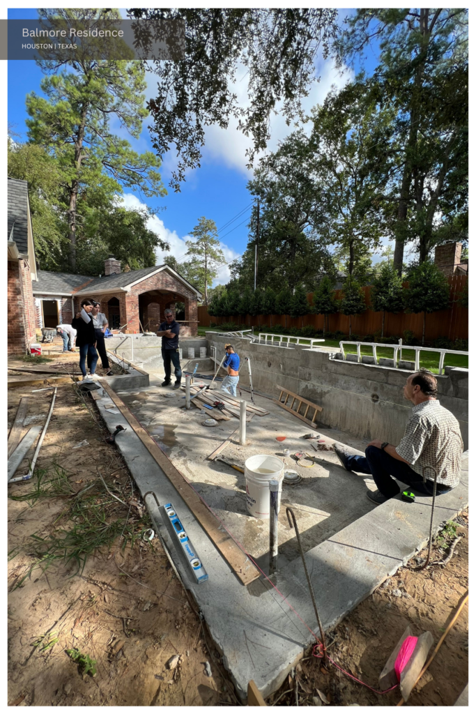 Professionals installing pool tile at Balmore.