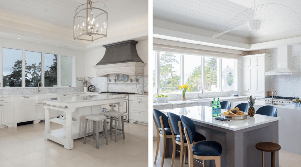 A bright and white kitchen in Pebble Beach, designed by Laura U