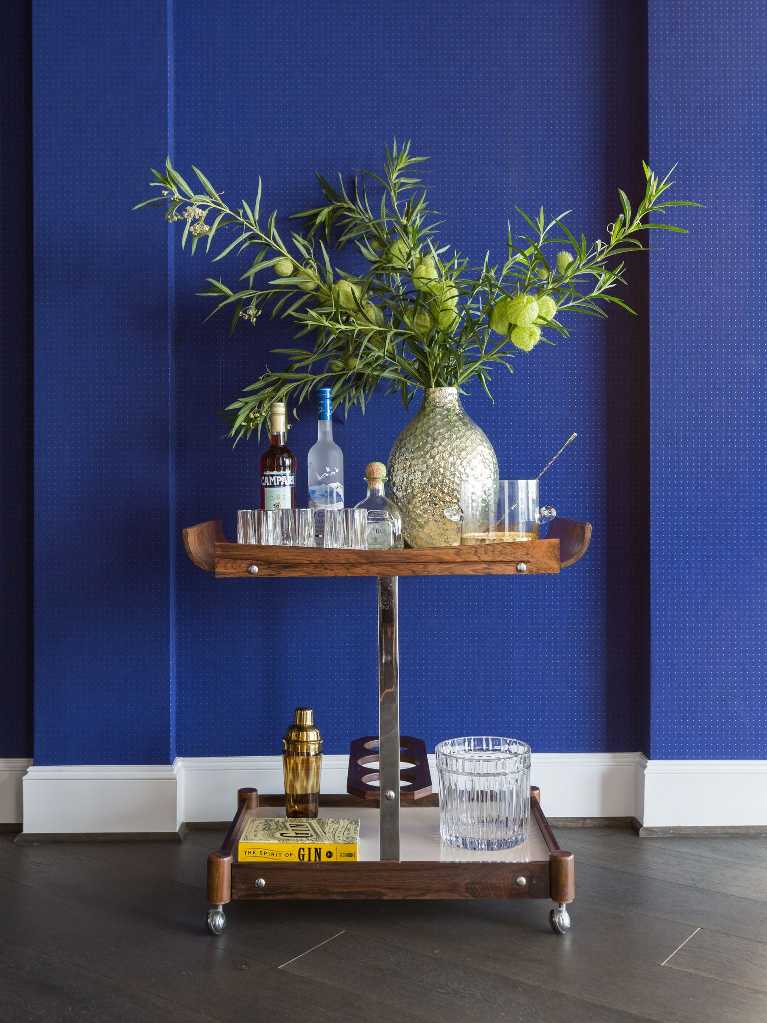 Take your home bar from the kitchen to the living room with a bar cart.