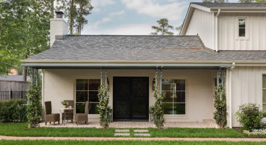 A beautiful home exterior with lots of greenery