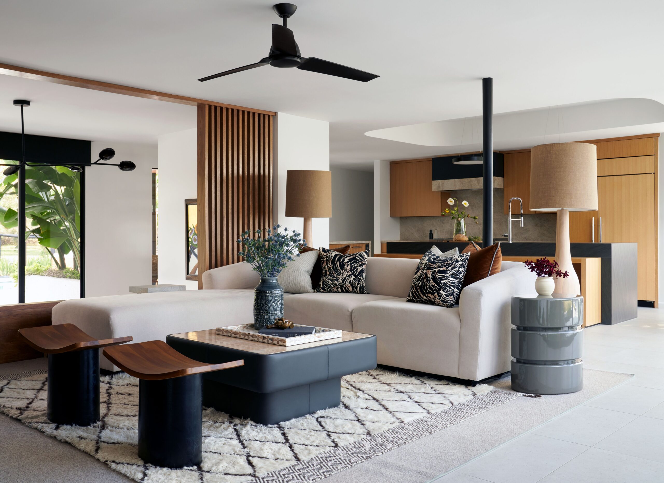 A contemporary living room in River Oaks, designed by Laura U Design Collective