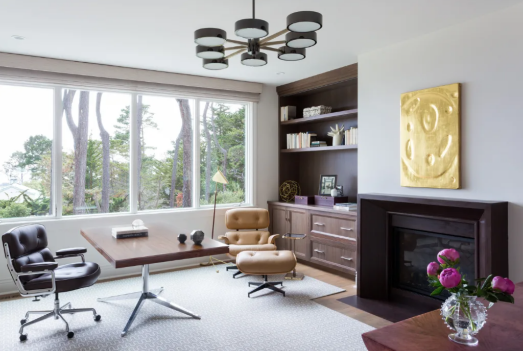 A stylish home office layout at Pebble Beach