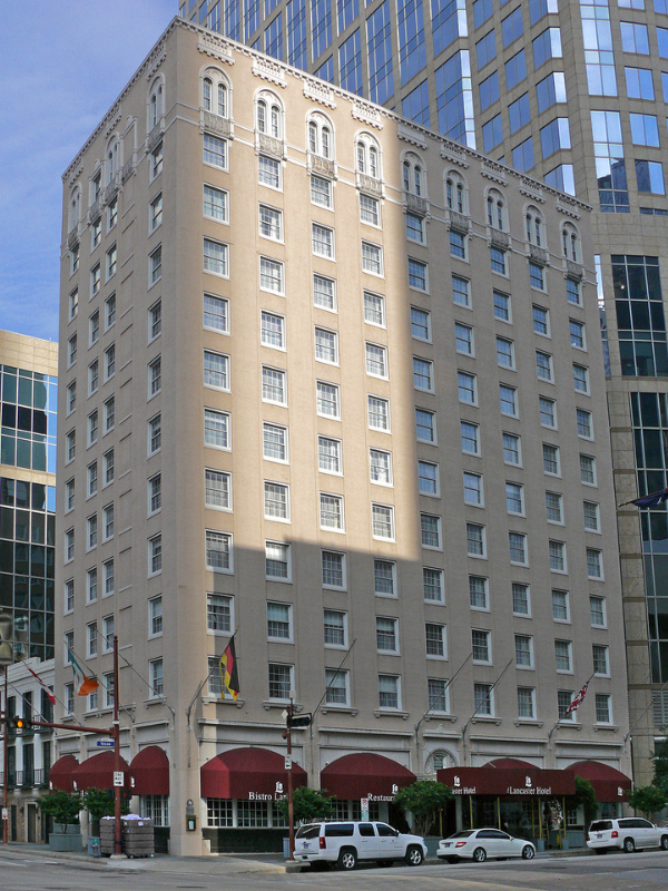 historic hotels in Houston include Hotel ZaZa and the Lancaster pictured above