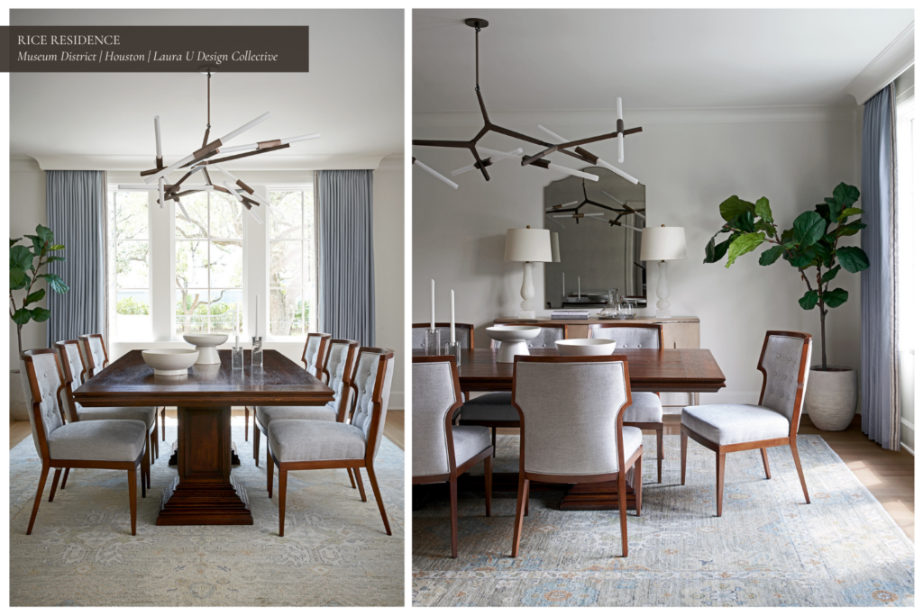Mid-century and early modern dining room that was remodeled; coasters are on the table
