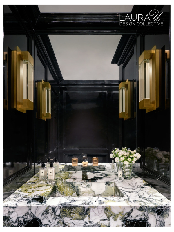 The powder bath at River Oaks Contemporary by Laura U Design Collective