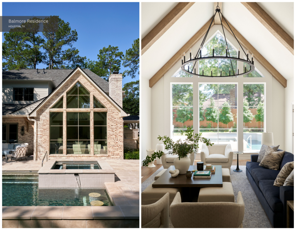 The living room and hot tub with views of each other from our Balmore project