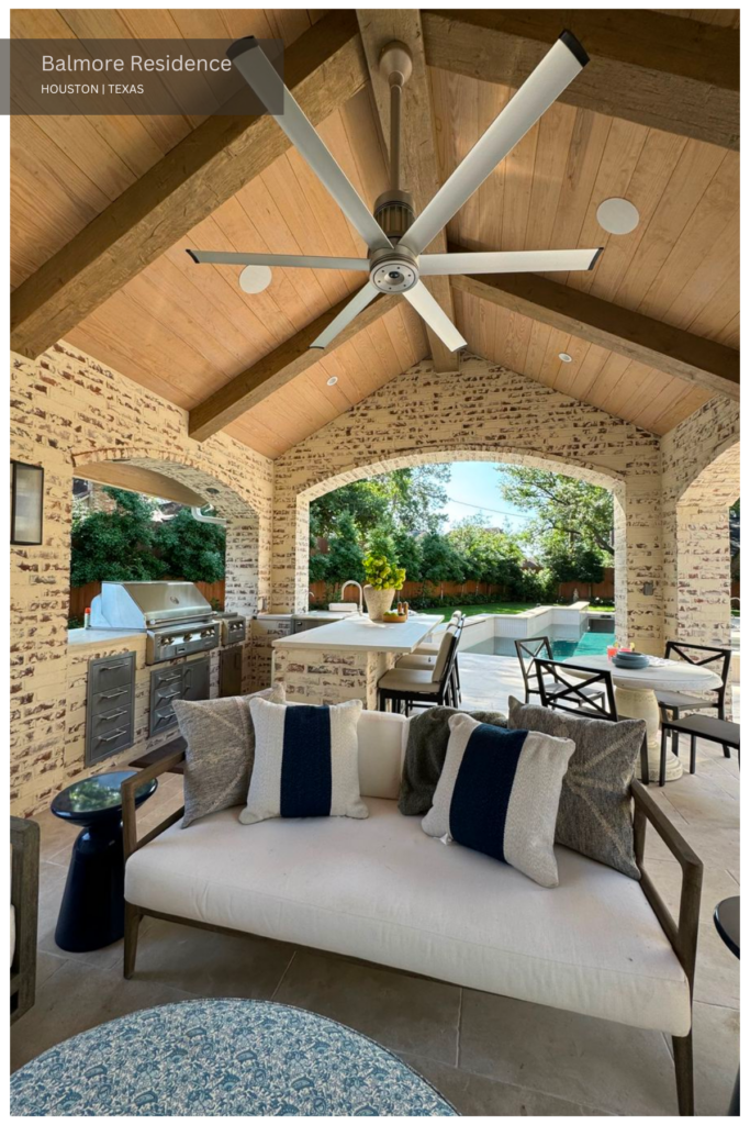 Loggia at Balmore with BBQ, fan, and seating