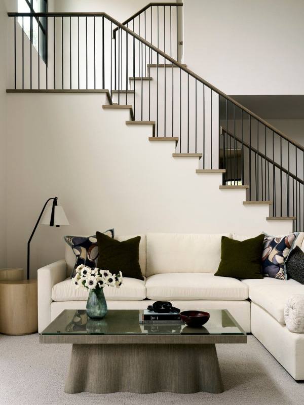 Garden Oaks residence living room and staircase