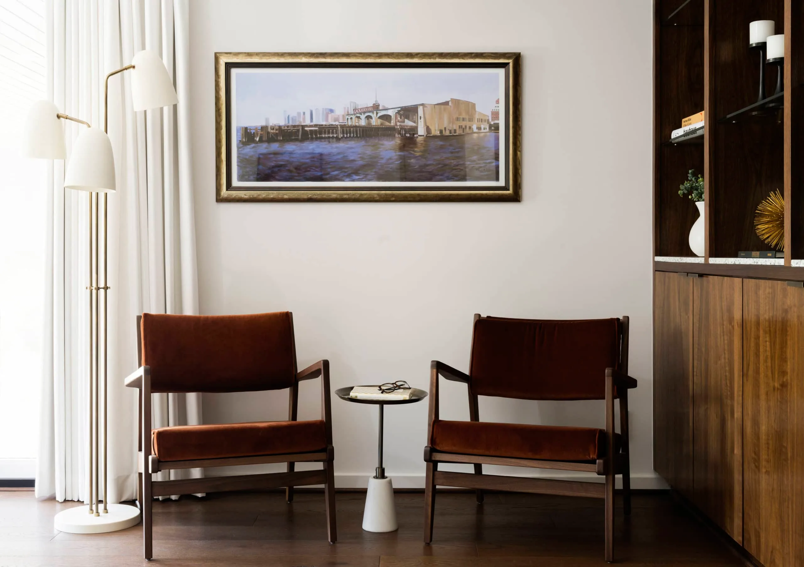 The sitting room of Green Tree with chairs re-finished by House and Town
