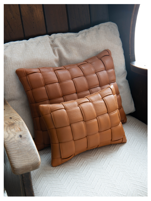 leather pillows at Mountain Lane Show House