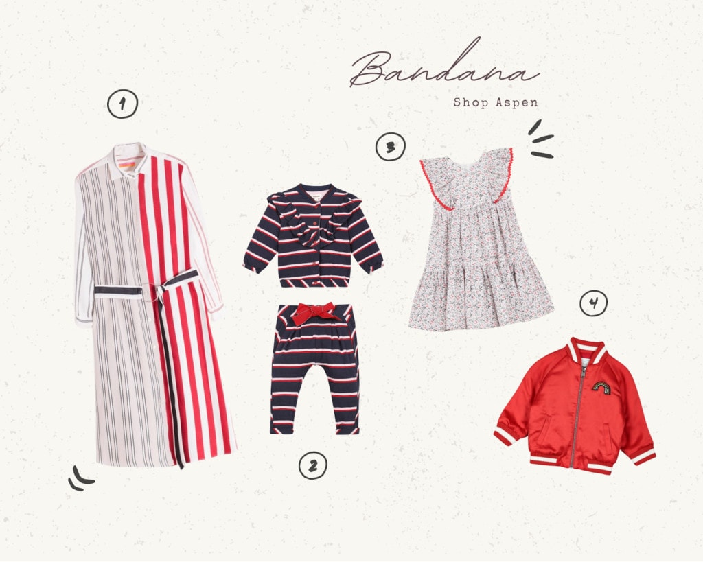 Selected pieces from Bandana for Valentine's Day, including the Striped Dover Dress for women