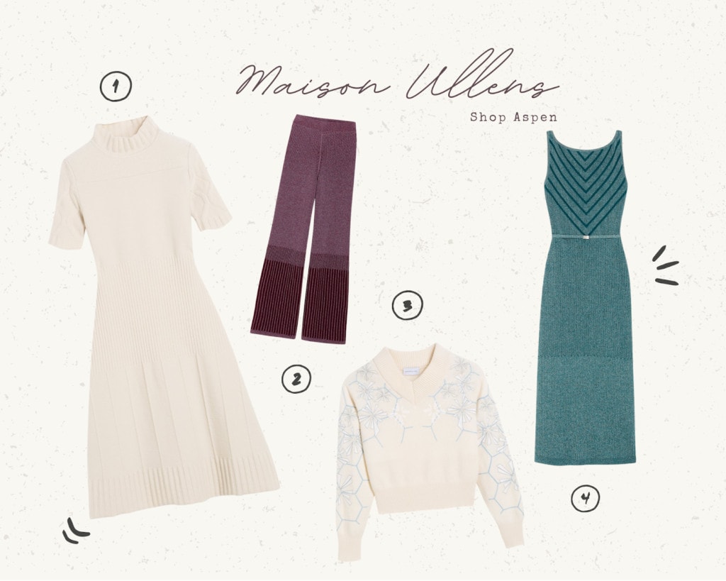 Selected pieces from Aspen boutique Maison Ullens, including knits and dresses